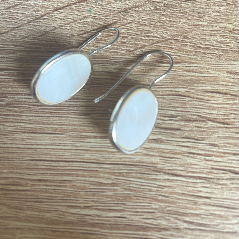 Semi dangle White Earrings